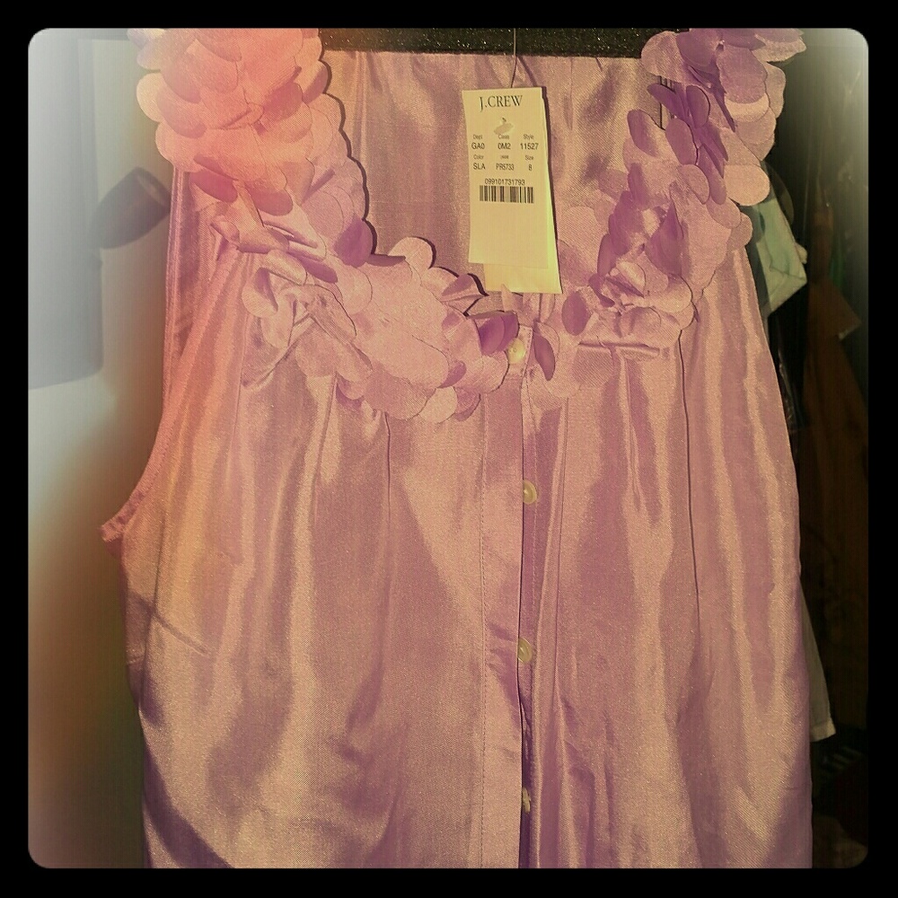 Jcrew Silk Lilac Sleeveless Blouse